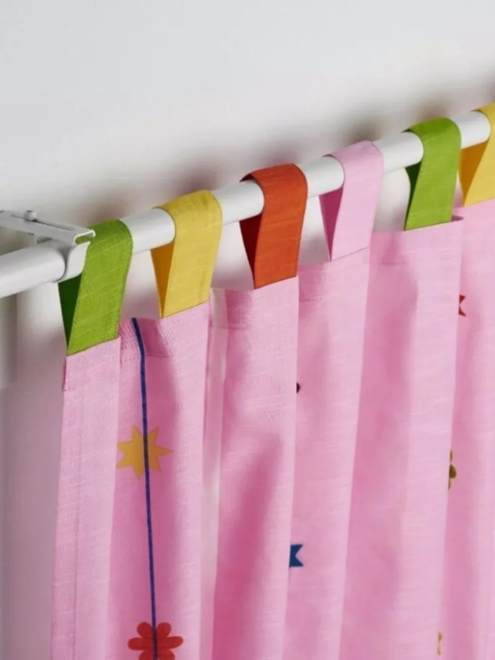 IKEA Festlig Pink Floral Applique Curtain Panels Tab Top 47x98 Vintage Y2K Kids